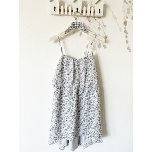 Guess Floral Tiered Spaghetti Mini Dress With Front Tie